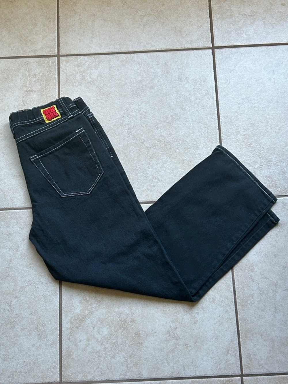 Empyre Loose Fit Embroidered Black Denim Skate Jeans